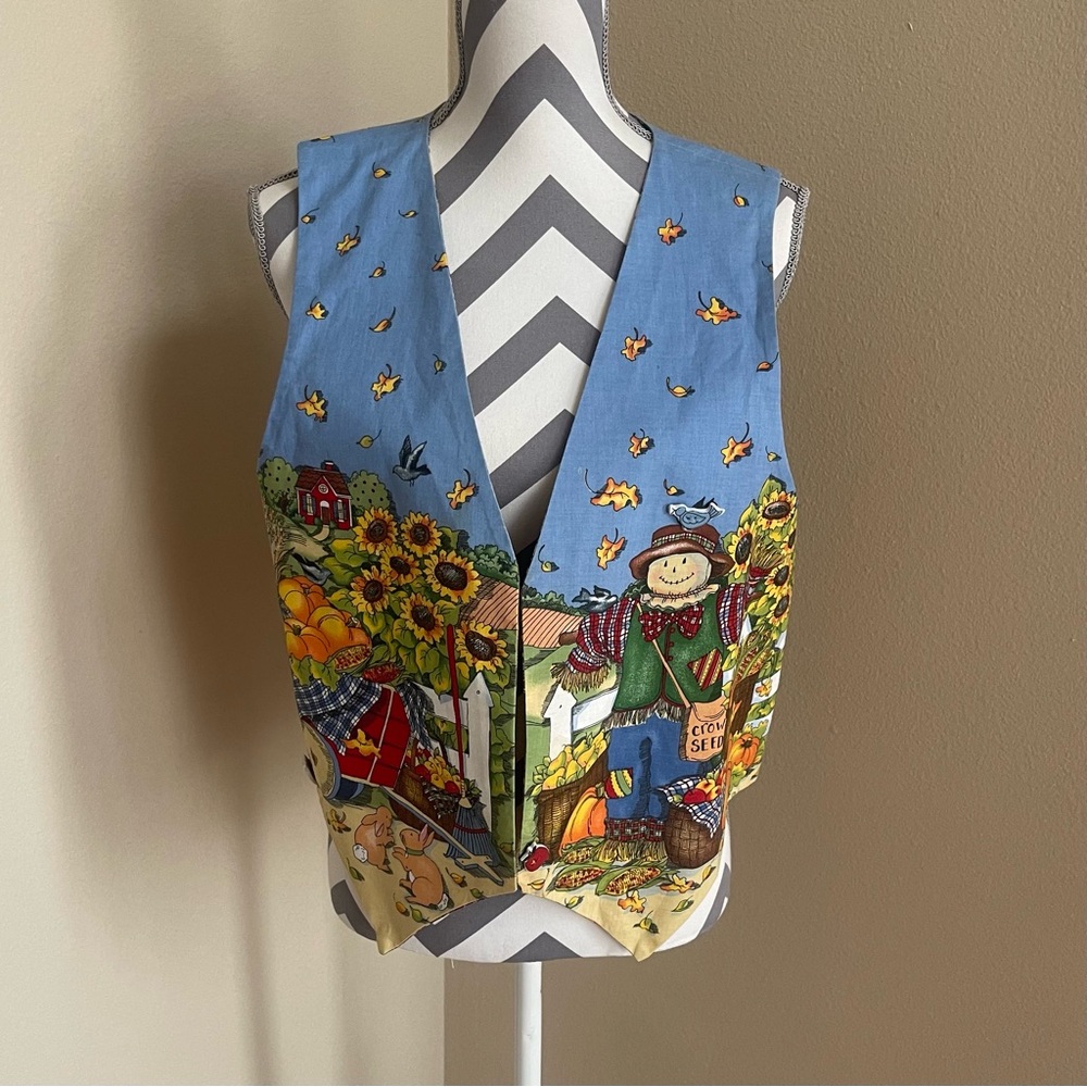 Charming Autumn Scene Women's Vest - Thanksgiving - Handmade - Reversible
